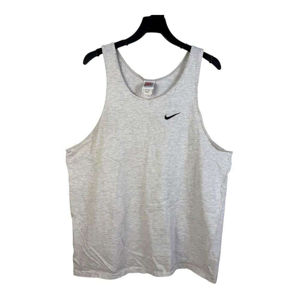 Vintage 90s Nike Tank Top XL Gray Made in USA 100% Cotton Athletic Shirt Swoosh